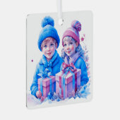 Vintage Kleinkinder Personalisiert Ornament Aus Metall (Vorderseite Rechts)