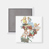 Vintage Kleinkinder spielen mit Feuerwehrfahrzeuge Magnet (Vorderseite/Rückseite)