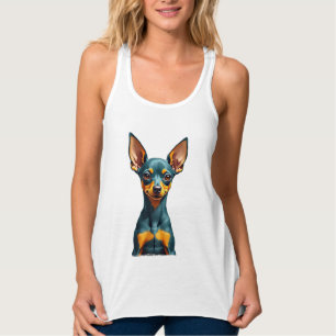 Vintage-Kleinpinscher-Porträt Farbige Gravur Tank Top