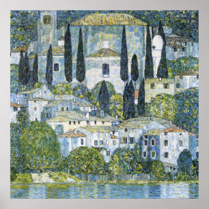 Vintage Klimt Kirche in Cassone Landschaftskunst Poster
