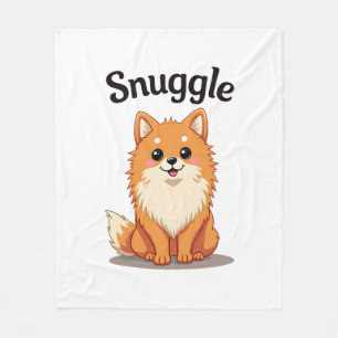 Vintage-Knuddler-Pomeranian-Süße-Hund-Illustration Fleecedecke