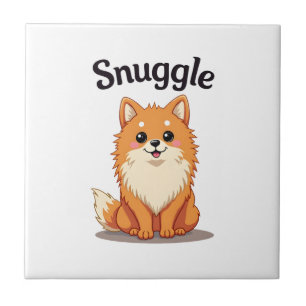 Vintage-Knuddler-Pomeranian-Süße-Hund-Illustration Fliese