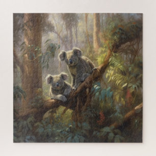 Vintage-Koala-Eukalyptuswald-Botanische Feine Kuns Puzzle
