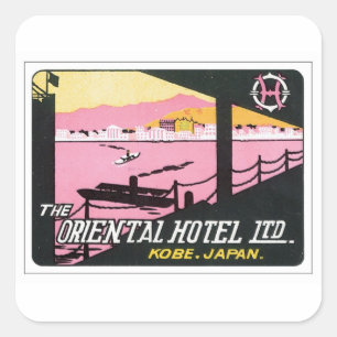 Vintage Kobe Japan Hotel Quadratischer Aufkleber