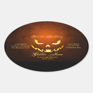 Vintage Kobold-Saft-Halloween-Flaschen-Aufkleber Ovaler Aufkleber