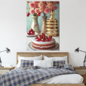 Vintage Kochbuch-Abbildung Canvas Print Leinwanddruck (Insitu (Schlafzimmer))