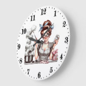 Vintage Kochdame Große Wanduhr (Winkel)