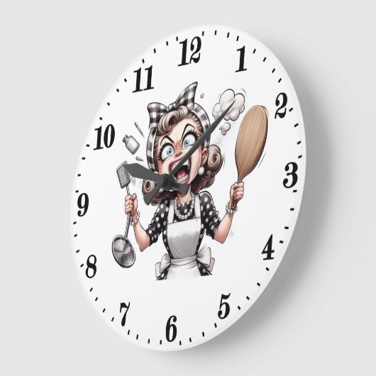 Vintage Kochfrau Große Wanduhr (Winkel)