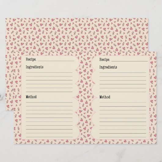 Vintage Kochrezepte Briefpapier (Vorne/Hinten)