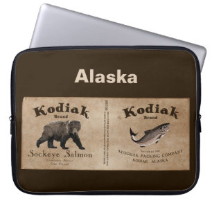 Vintage-Kodiak-Lachs-Etikett Laptopschutzhülle