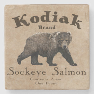 Vintage Kodiak Lachs Etikett Steinuntersetzer