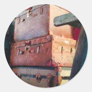 Vintage Koffer-Aufkleber Runder Aufkleber