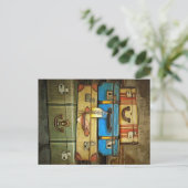 Vintage Koffer Postkarte (Stehend Vorderseite)