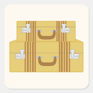 Vintage Koffer Quadratischer Aufkleber