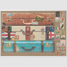 Vintage Kofferfronten und Reiseaufkleber