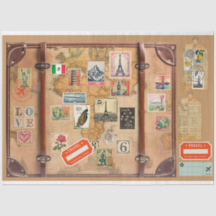 Vintage Kofferfronten und Reiseaufkleber Seidenpapier