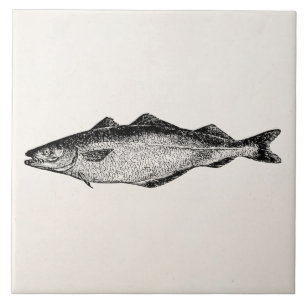 Vintage Kohle Fisch - Fische Vorlage Leer Fliese