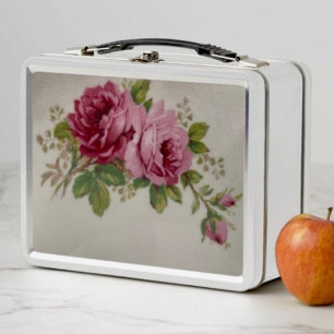 Vintage-Kohlrose-Eleganz-Metall-Lunchbox Metall Brotdose