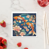 Vintage-Koi-Fisch auf Indigo Serviette (Beispiel)