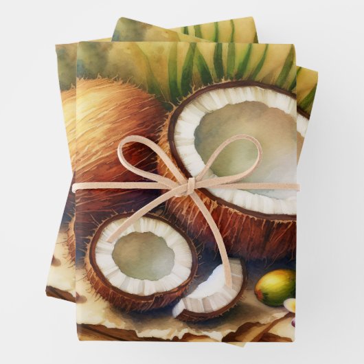 Vintage Kokosnuss-Tropendecke Geschenkpapier Set (Beispiel)