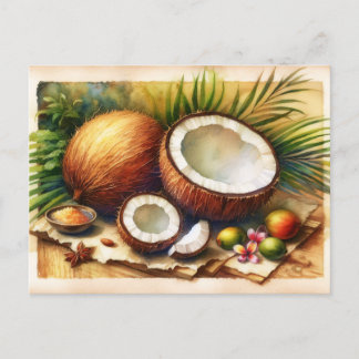 Vintage Kokosnuss tropisch Postkarte