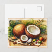 Vintage Kokosnuss tropisch Postkarte (Vorne/Hinten)