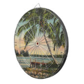Vintage Kokospalmen Tropischer Sonnenuntergang Dartscheibe (Vorderseite rechts)