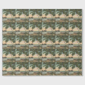 Vintage Kokospalmen Tropischer Sonnenuntergang Geschenkpapier (Flach)