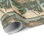 Vintage Kokospalmen Tropischer Sonnenuntergang Geschenkpapier (Rolleneckpunkt)