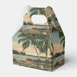 Vintage Kokospalmen Tropischer Sonnenuntergang Geschenkschachtel