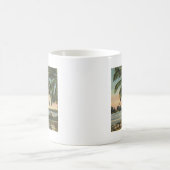 Vintage Kokospalmen Tropischer Sonnenuntergang Kaffeetasse (Mittel)