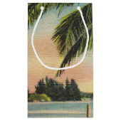 Vintage Kokospalmen Tropischer Sonnenuntergang Kleine Geschenktüte (Rückseite)