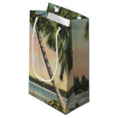Vintage Kokospalmen Tropischer Sonnenuntergang Kleine Geschenktüte (Vorderseite Schrägansicht)