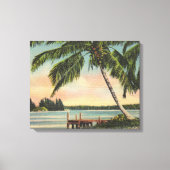 Vintage Kokospalmen Tropischer Sonnenuntergang Leinwanddruck (Vorderseite)