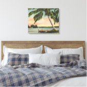 Vintage Kokospalmen Tropischer Sonnenuntergang Leinwanddruck (Insitu (Schlafzimmer))