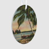Vintage Kokospalmen Tropischer Sonnenuntergang Ornament (Vorderseite)