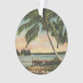 Vintage Kokospalmen Tropischer Sonnenuntergang Ornament (Vorderseite)