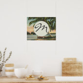 Vintage Kokospalmen Tropischer Sonnenuntergang Poster (Küche)