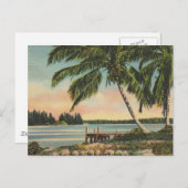 Vintage Kokospalmen Tropischer Sonnenuntergang Postkarte (Vorne/Hinten)