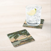 Vintage Kokospalmen Tropischer Sonnenuntergang Rechteckiger Pappuntersetzer (Vor Ort)