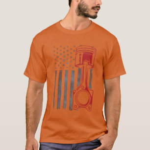 Vintage-Kolben-Funny-Muscle-Car-Mechaniker-Flagge T-Shirt