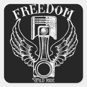 vintage Kolben Retro Flügel Kolben Quadratischer Aufkleber