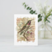 Vintage Kolibri Collage Postkarte (Stehend Vorderseite)