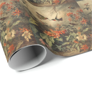 Vintage Kolibri & Floral Botanisches Geschenkpapie Geschenkpapier