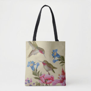 Vintage Kolibri-Freund-wilde Blumen Tasche