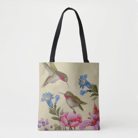 Vintage Kolibri-Freund-wilde Blumen Tasche (Vorderseite)