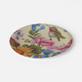 Vintage Kolibri Freunde Wilde Blumen Pappteller (Schrägansicht)