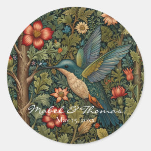 Vintage-Kolibri-Kunstmalerei Runder Aufkleber