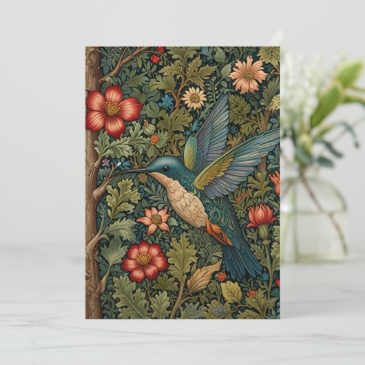 Vintage Kolibri-Malerei Einladung (Stehend Vorderseite)