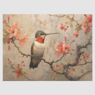 Vintage Kolibri mit Kirschblüten-Decoupage Seidenpapier
